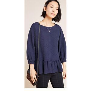 Maeve Navy Textured Blouse